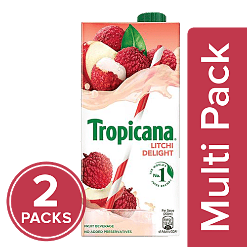 Tropicana Fruit Juice - Delight, Litchi, 2x1 L Multipack 