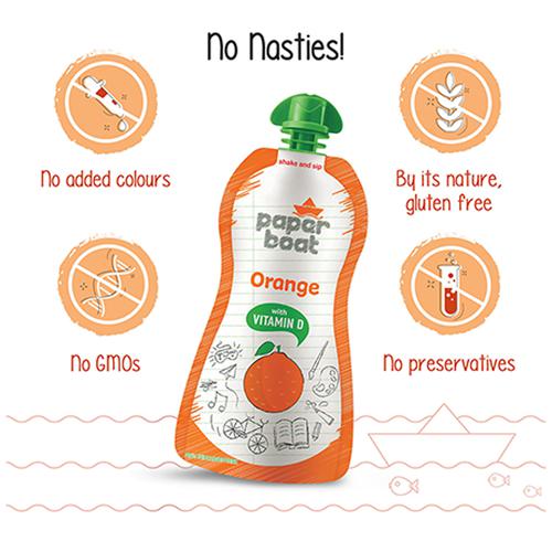 Paper Boat Orange Juice With Vitamin D, No Preservatives, 12x150 ml Multipack 