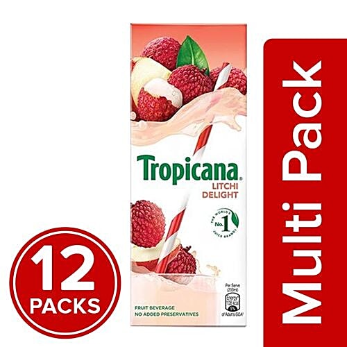 Tropicana Fruit Juice - Delight, Litchi, 12x200 ml Multipack 