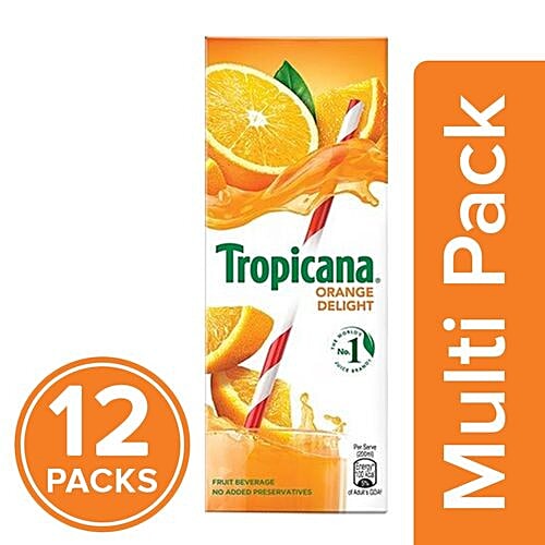 Tropicana Fruit Juice - Delight, Orange, 12x200 ml Multipack 