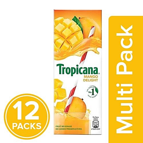 Tropicana Fruit Juice - Delight, Mango, 12x200 ml Multipack 