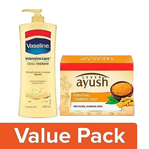 Buy bb Combo Vaseline Body Lotion 400 ml+Lever Ayush Turmeric Natural