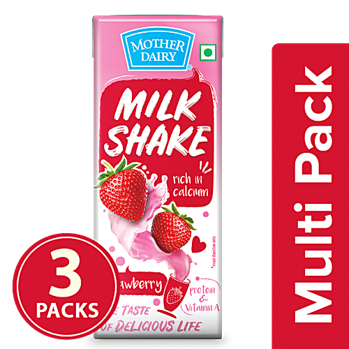 mother dairy Milk Shake - Strawberry, 3x200 ml Multipack 