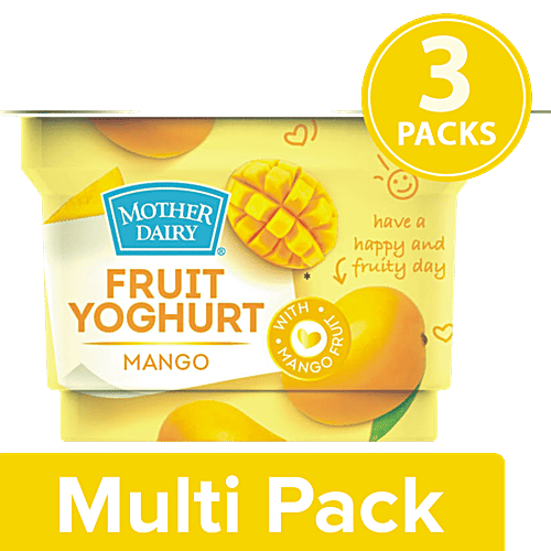 mother dairy Fruit Yoghurt - Mango, 3x100 g Multipack 