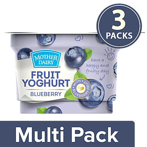 mother dairy Fruit Yoghurt - Blueberry, 3x100 g Multipack 