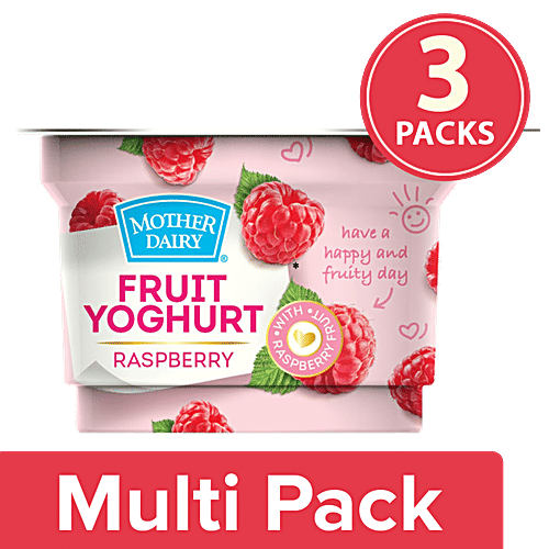 mother dairy Fruit Yoghurt - Raspberry, 3x100 g Multipack 