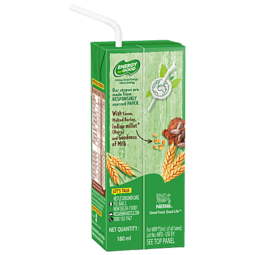 Nestle Milo Cocoa Malt Milk Beverage, 6x180 ml (Multipack) With Indian Millet, Source of B-Vitamins & Protein, Iron & Calcium