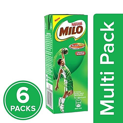 Nestle  Milo Cocoa-Malt Milk Beverage - Grab & Go Pack, 6x180 ml Multipack 