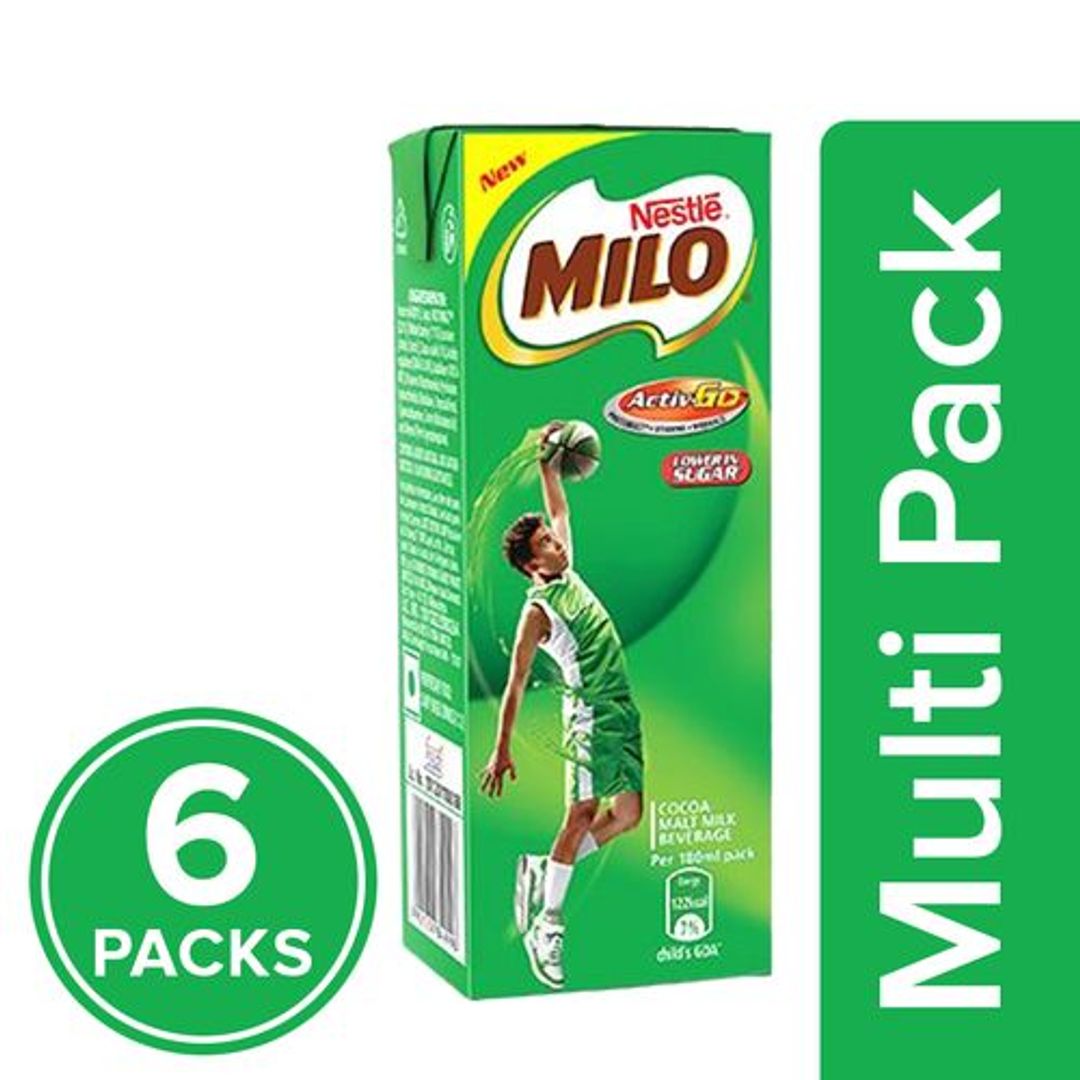 Nestle  Milo Cocoa-Malt Milk Beverage - Grab & Go Pack, 6x180 ml Multipack