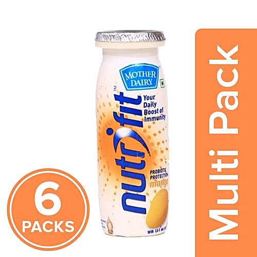 mother dairy Nutrifit Fermented Probiotic Milk Drink - Mango, 6x80 ml Multipack 