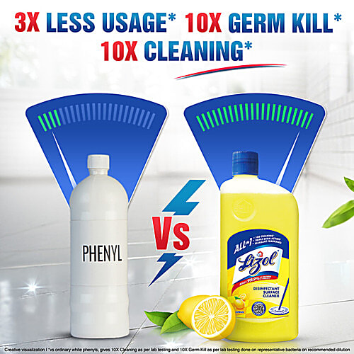 Lizol Disinfectant Surface & Floor Cleaner Liquid - Citrus, 3 x 1L Multipack 
