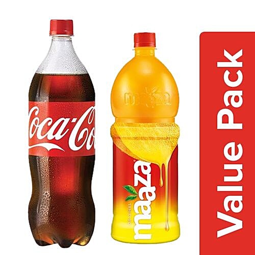 bb Combo Maaza Mango Drink 1.2 lt Pet Bottle + Coca Cola Soft Drink 1.25 lt Bottle, Combo 2 Items 