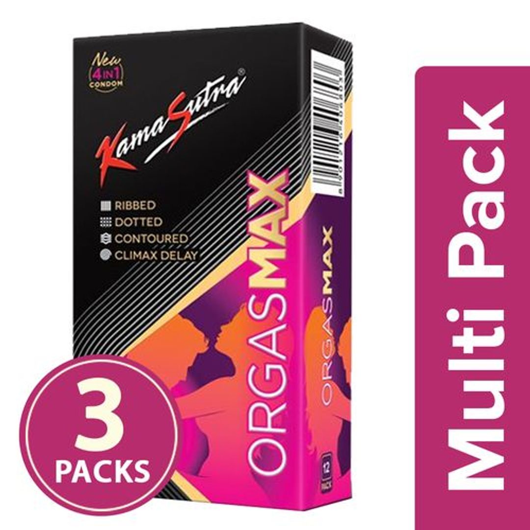 KamaSutra Orgasmax 4-In-1 Condoms, 3x12 pcs Multipack