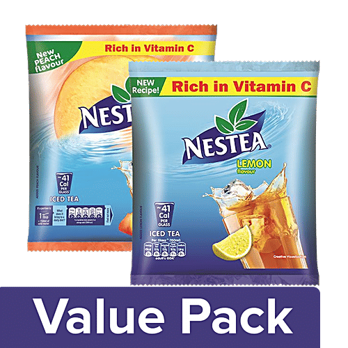 Nestea Instant Iced Tea - Peach 400 gm Pouch + Iced Tea - Lemon 400 gm Pouch, Combo 2 Items 
