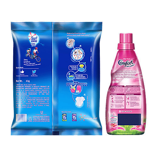 bb Combo Surf Excel Detergent Powder 4 kg + Comfort Lily Fresh Fabric Conditioner 860 ml, Combo 2 Items 