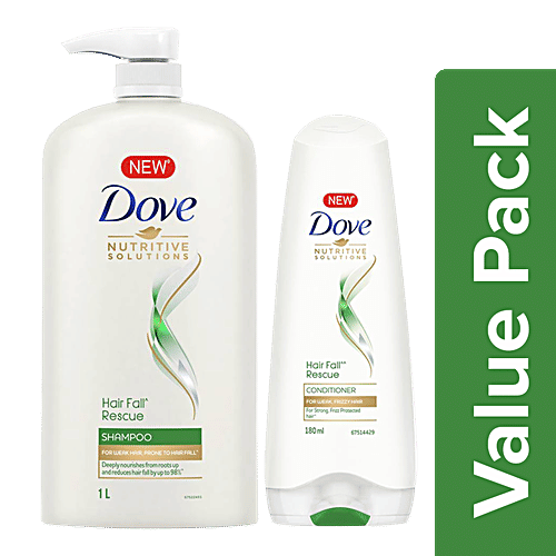 Buy Dove Hair fall Rescue Shampoo 1 L + Hair fall Rescue Conditioner
