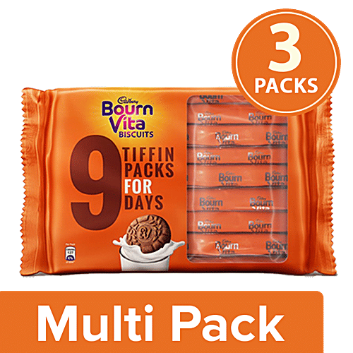 Bournvita Chocolate Biscuit, Pro Health Vitamins, 250 g, Pack of 9, 3x250 g Multipack 