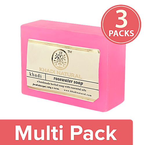 Khadi Natural Rose Water Soap, 3x125 g Multipack