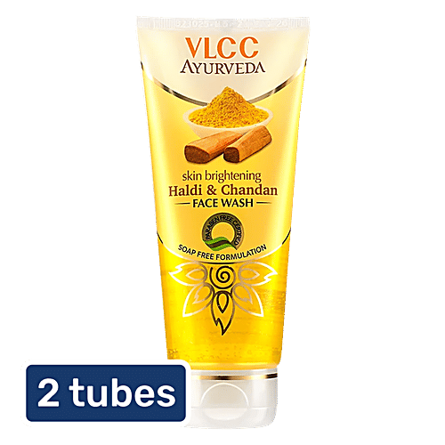 VLCC Ayurveda Skin Brightening Haldi & Chandan Face Wash, 2x100 ml Multipack 