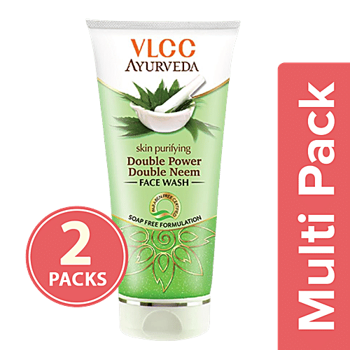 Vlcc Ayurveda Skin Purifying Double Power Double Neem Face Wash, 2x100 ml Multipack