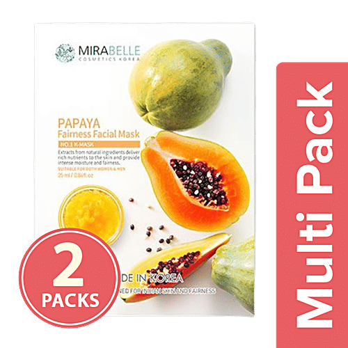 Mirabelle Korea - Papaya, Fairness Facial Mask, 2x1 pc Multipack