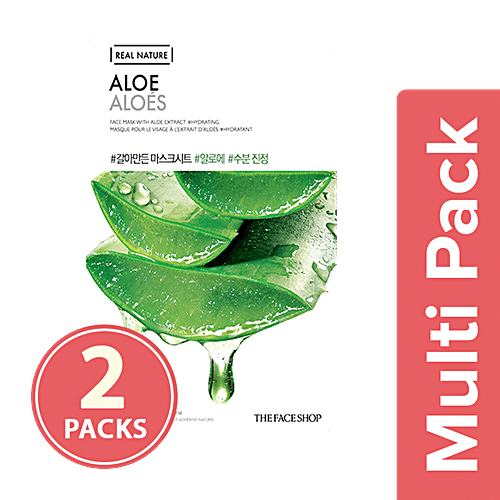 The Face Shop Real Nature Aloe Face Mask, 2x20 g (Multipack)