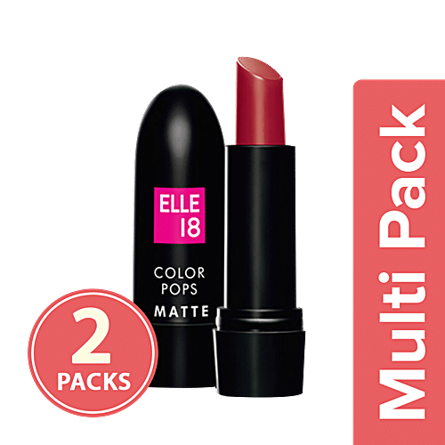 Lakme Elle 18 Color Pop Matte Lip Colour, 2x4.3 g Multipack 