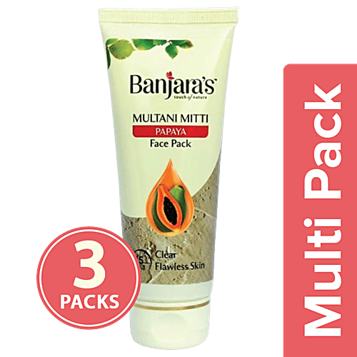 Banjara's Multani Mitti + Papaya Face Pack, 3x50 g Multipack 