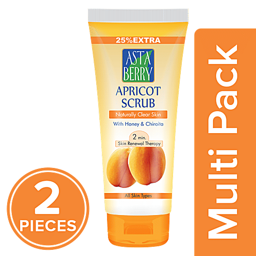 Astaberry Apricot Scrub - 2 Min Skin Renewal Therapy, 2x100 ml Multipack 
