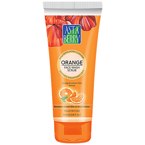 Astaberry Orange Face Wash Scrub - Daily Exfoliating Cleanser, 2x60 ml Multipack 