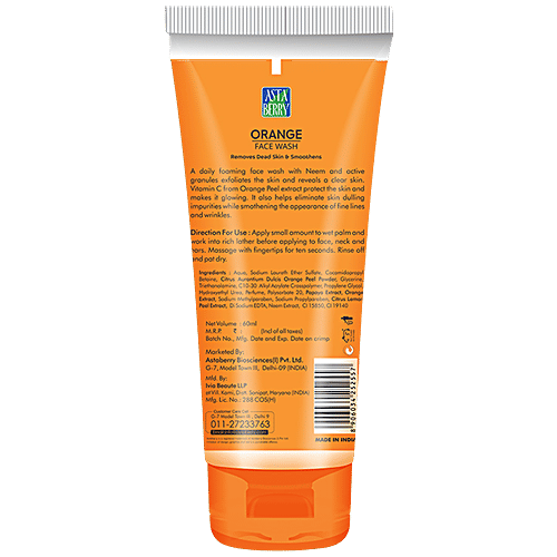 Astaberry Orange Face Wash Scrub - Daily Exfoliating Cleanser, 2x60 ml Multipack 