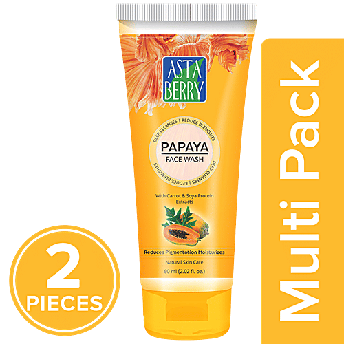 Astaberry Papaya Face Wash, 2x60 ml Multipack 