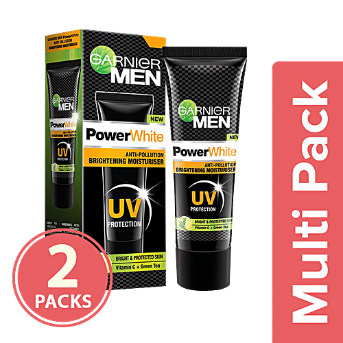 Garnier Men PowerWhite Anti-Pollution Brightening Moisturiser, 2x20 g Multipack 