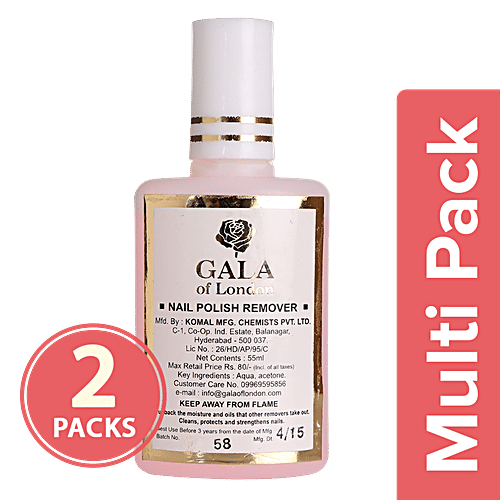 Gala Of London Nail Polish Remover, 2x55 ml Multipack 