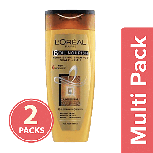 Loreal Paris 6 Oil Nourish Shampoo, 2x75 ml Multipack