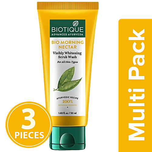 BIOTIQUE Face Wash - Bio Morning Nectar Flawless Prevents Dark Spots, 3x50 ml Multipack 