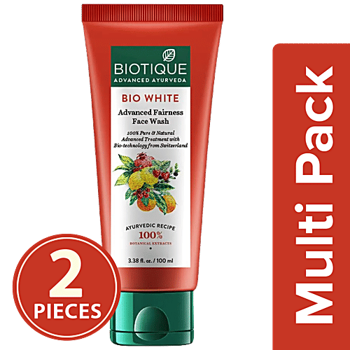 BIOTIQUE Face Wash - Bio White Advanced Fairnessface Wash, 2x100 ml Multipack