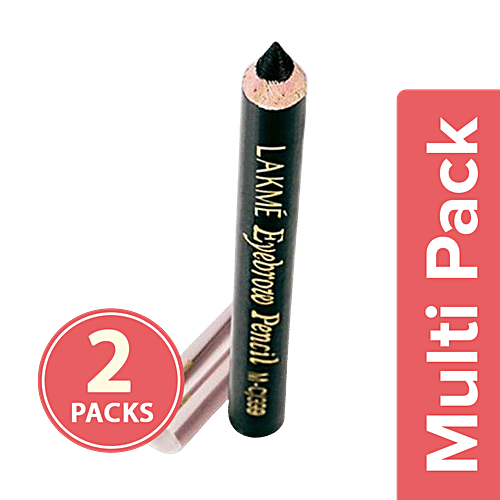 Lakme Eyebrow Pencil - Black, 2x2 g Multipack 