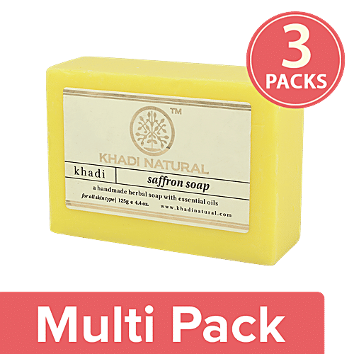 Khadi Natural Saffron Soap, 3x125 g (Multipack)