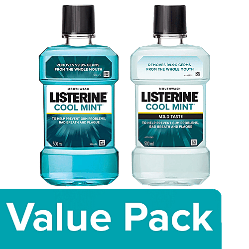 Buy Listerine Mouthwash Cool Mint 500 ml Bottle + Mouthwash Cool
