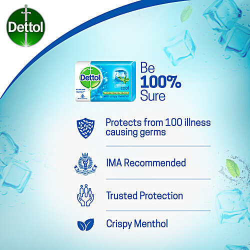 Dettol Bathing Bar Soap - Cool, 8x75 g (Multipack) 