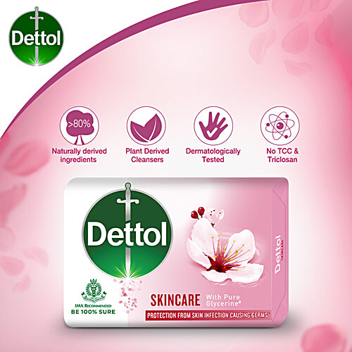 Dettol Bathing Bar Soap - Skincare, 8x75 g (Multipack) 