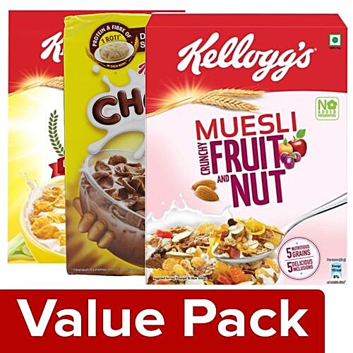 Buy Kelloggs Corn Flakes 100 g + Chocos 125 g + Muesli Fruit & Nut 250 g Carton Online at Best