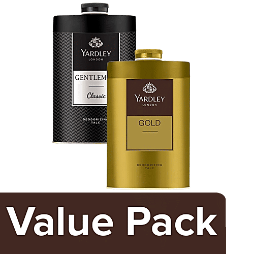 Yardley London Gentleman Talc - For Men 250 g + Gold Deodorizing Talc - For Men 250 g, Combo (2 Items) 