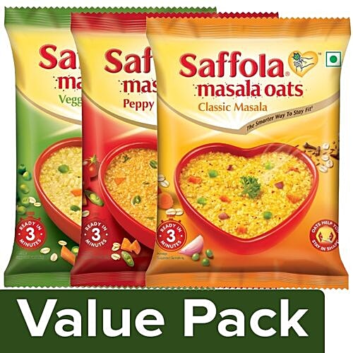 Buy Saffola Masala Oats Veggie Twist + Peppy Tomato + Classic Masala