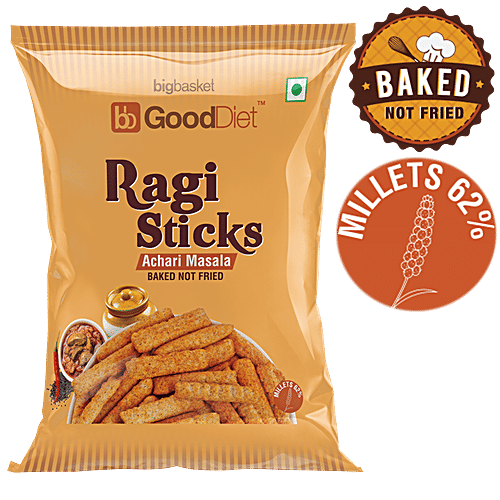 GoodDiet Ragi Sticks - Achari Masala, 5x30 g (Multipack) 