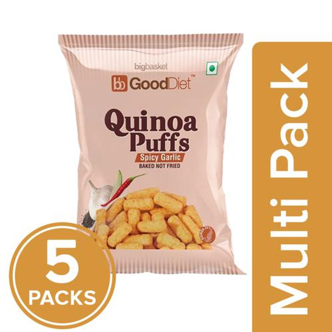 GoodDiet Quinoa Puffs - Spicy Garlic, 5x30 g (Multipack)