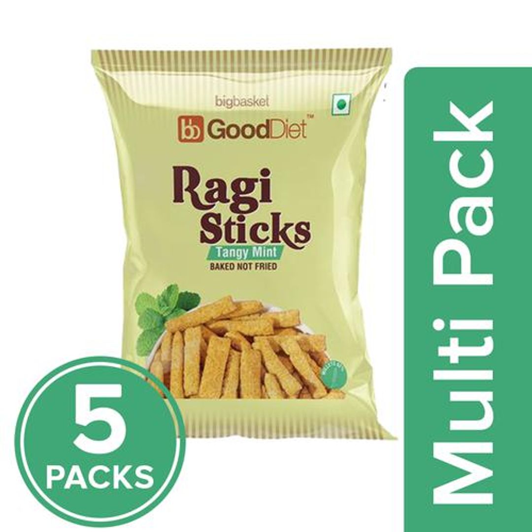 GoodDiet Ragi Sticks - Tangy Mint, 5x30 g (Multipack)