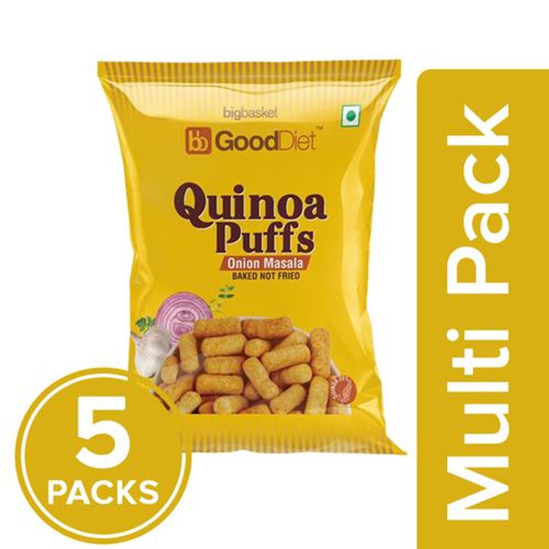 GoodDiet Quinoa Puffs - Onion Masala, 5x30 g (Multipack)