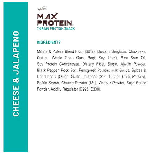 RiteBite Max Protein Chips - Cheese & Jalapeno, 3x150 g Multipack 